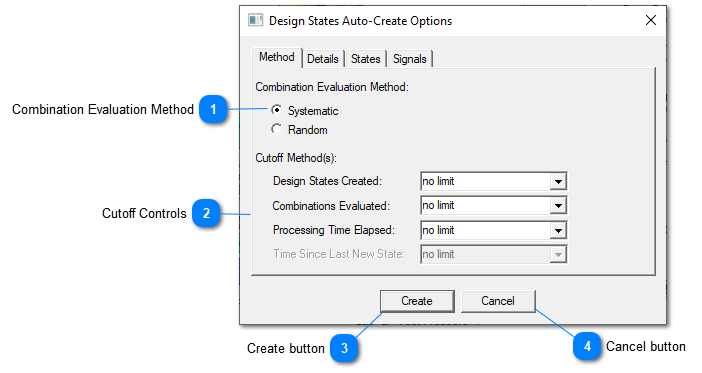 Design States Auto-Create Options Method window