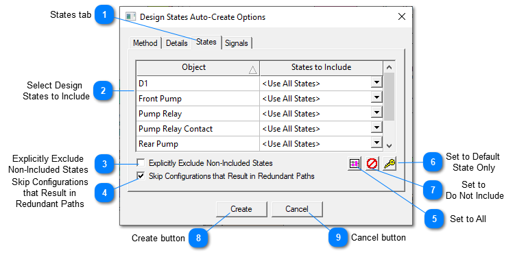 Design States Auto-Create Options States window
