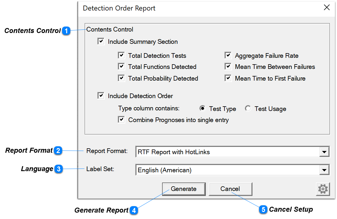 Detection Order Report Setup 