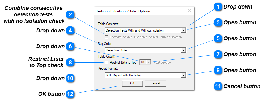 Isolation Calculation Status Setup