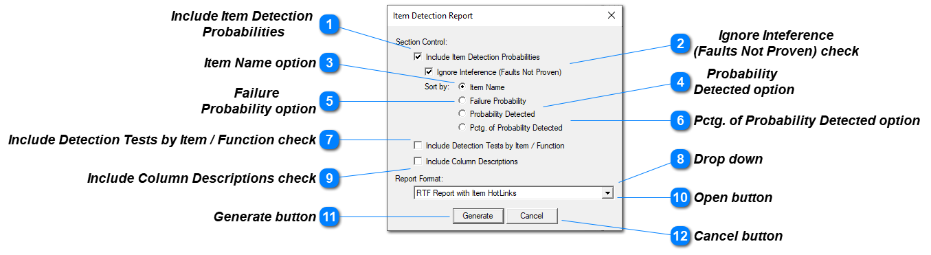 Item Detection Report Setup